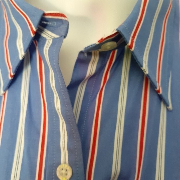 Lauren Ralph Lauren blue striped cotton shirt XL tunic top career summer office - Picture 4 of 6